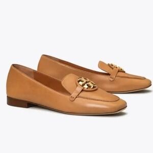 Tory Burch Vintage Tan Miller Metal Logo Loafers Women's Size 7.5